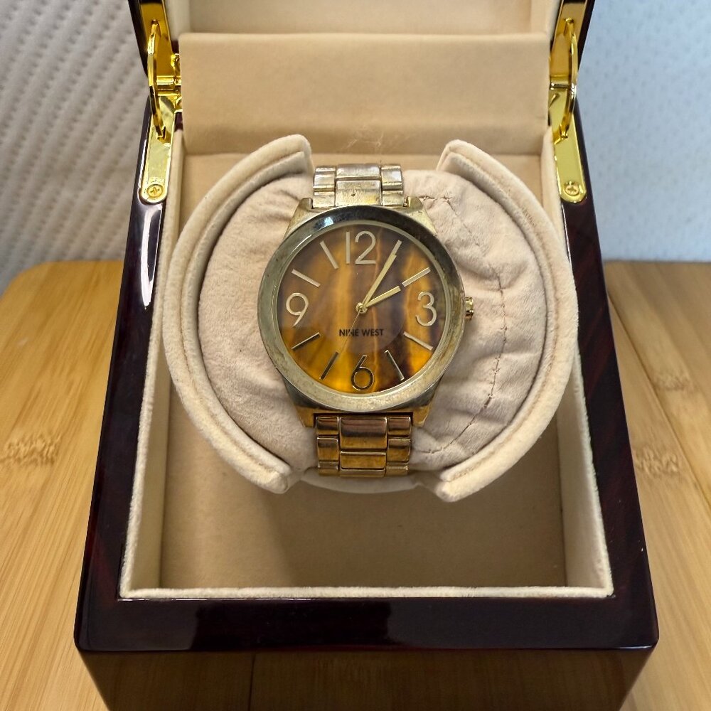 Nine West Amber Dial & Gold Tone Watch 1584, 32mm